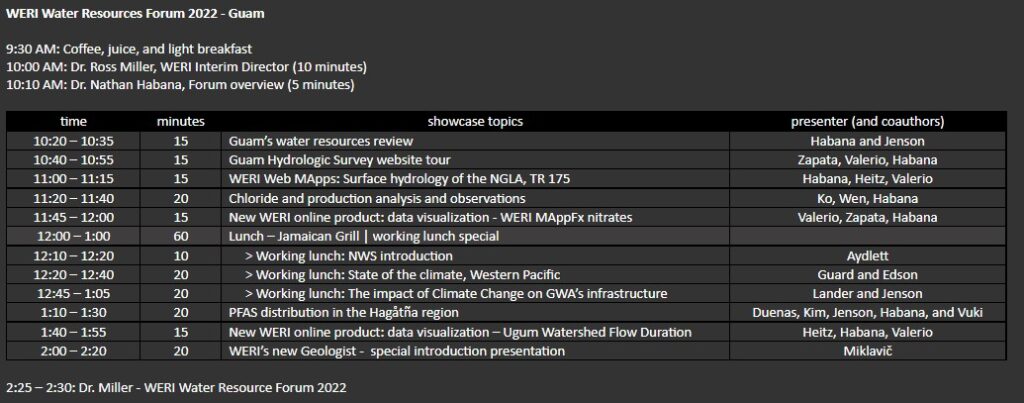 WERI Water Resources Forum 2022 Agenda