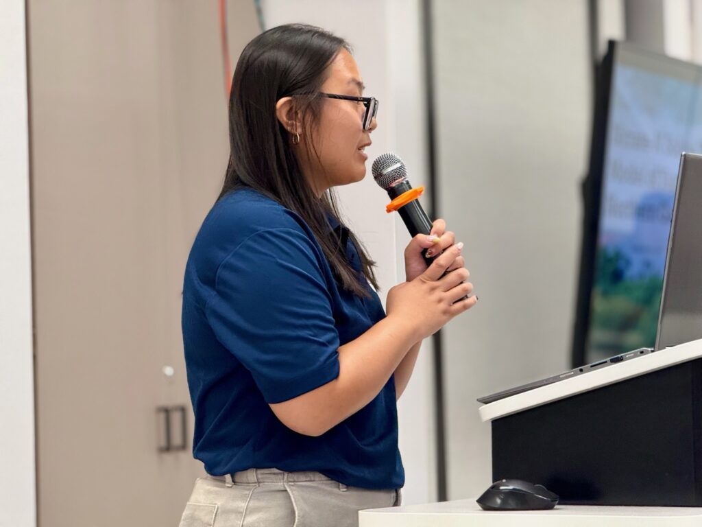 Atasha Bautista, WERI RA, explaining the N solute transport model.
