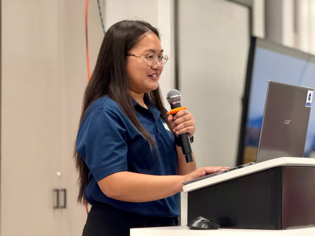 Claire Marzan, WERI RA,  presenting the health effects of PFAS.