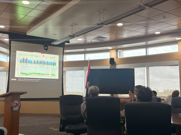 Mr. Michael Pavelko from USGS, complimenting the effective data visualizations done by WERI graduate Ms. Mary Clare Snaer.