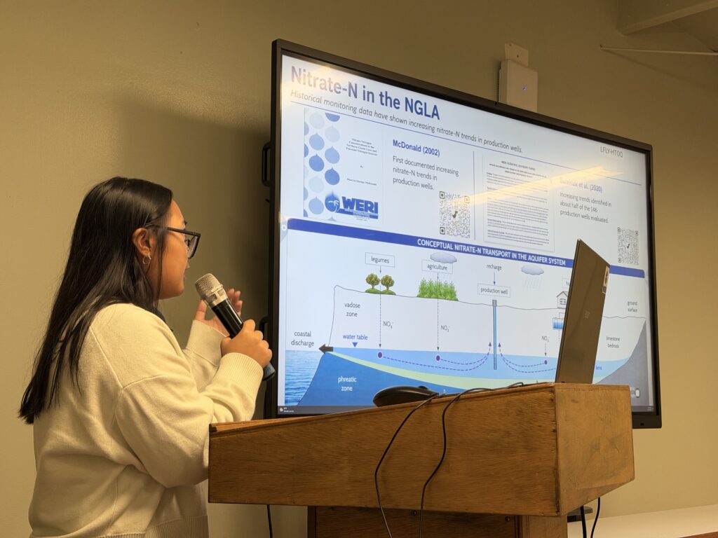 Atasha Bautista, WERI RA, showcasing her research of nitrates in the NGLA.